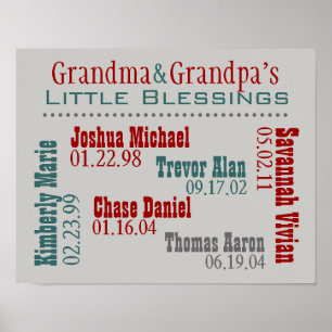 Poster Grand-mère et petits-enfants de grand-père nomment