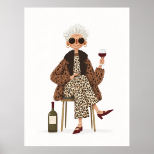 Poster Grand-mère fabuleuse au style léopard