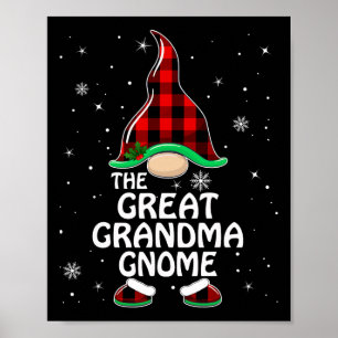 Poster Grand-mère Gnome Buffalo Plaid Matching Family