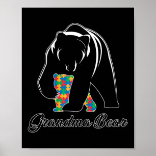 Poster Grand-mère Ours Autisme Chemises Famille Grand-mèr