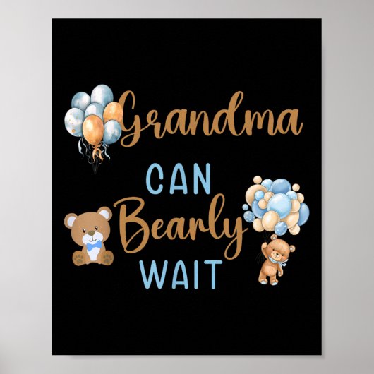 Poster Grand-mère peut attendre un Baby shower non sexist (Devant)