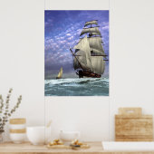 Poster Grand navire et Ketch (Cuisine)