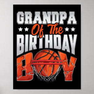 Poster Grand-pa basket-ball anniversaire Boy Family Balle