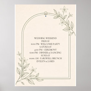 Poster Grand panneau de l'horaire du week-end de mariage