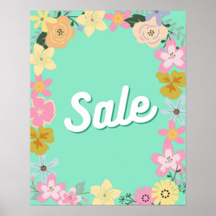 Poster Grand panneau de vente florale, panneau de vente a