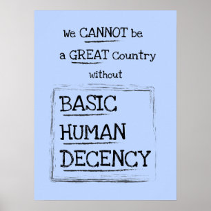 Poster Grand pays Bleu de la décence humaine de base
