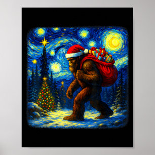 Poster Grand-Père Bigfoot Noël Étoile Nuit Sasquatch Van