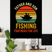 Poster Grand-Père Cite Père Et Son Partenaire De Pêche (Bureau à domicile)