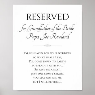 Poster Grand-père de Bride Memorial Enregistrer un Mariag