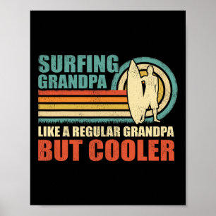 Poster Grand-père de surf vintage comme un grand-père rég