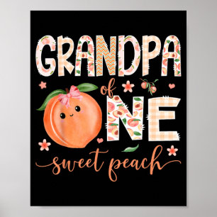 Poster Grand-père d'une douce pêche Fête d'anniversaire d