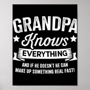Poster Grand-père sait tout Fête des pères Anniversaire N