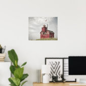 Poster Grand phare rouge impressionnisme (Bureau à domicile)
