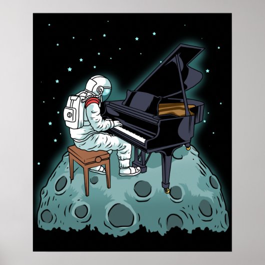Poster Grand Piano Musique Pianiste Cadeau Astronaut Pian (Devant)
