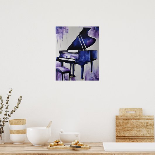 POSTER GRAND PIANO MUSIQUE PURPLE BLUE ART (Cuisine)