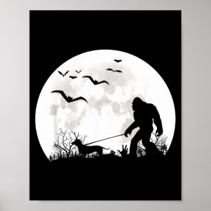 Poster Grand Pied Marchant Teckel Chien Lune Sasquatch