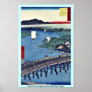 Poster Grand pont de Senju par Ando, Hiroshige Ukiyoe