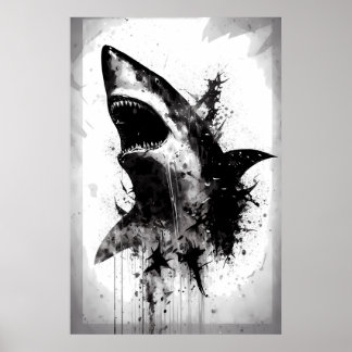 Poster Grand portrait de requin blanc