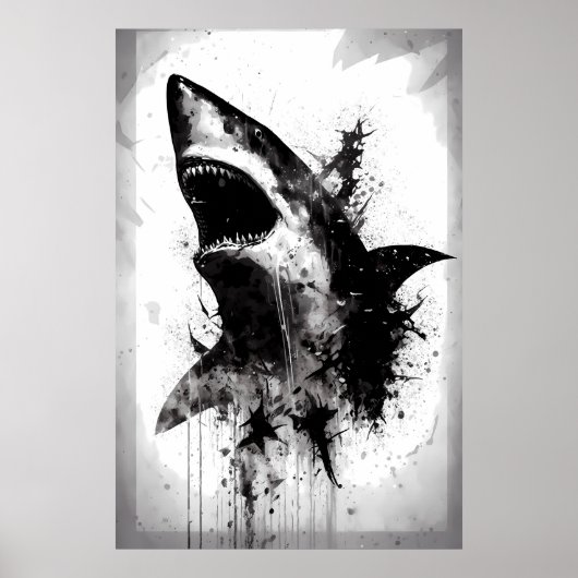Poster Grand portrait de requin blanc (Devant)