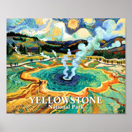 Poster Grand Prismatic Spring de Yellowstone Van Gogh sur (Devant)