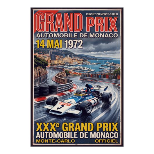 Poster Grand Prix de Monaco de course rétro (Devant)