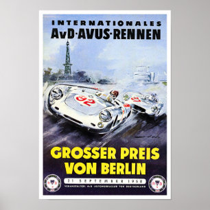 Poster Grand Prix vintage de Berlin 1958