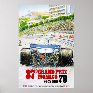 Poster Grand Prix Vintage de course Monaco 79