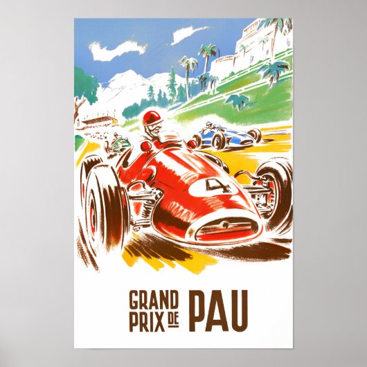 Poster Grand Prix vintage de Pau (Devant)