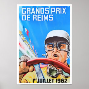 Poster Grand Prix vintage de Reims 1962