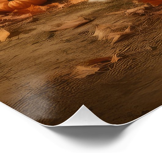 Poster Grand Pyrénées Chiot automne délice Citrouille (Coin)