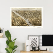 Poster Grand Rapids, MI Carte panoramique - 1868 (Bureau à domicile)