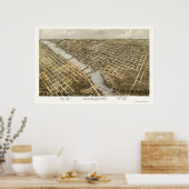 Poster Grand Rapids, MI Carte panoramique - 1868 (Cuisine)