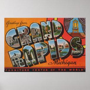Poster Grand Rapids, Michigan - Scènes de grandes lettres