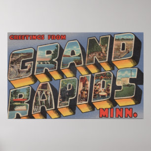 Poster Grand Rapids, Minnesota - Large Letter Scenes