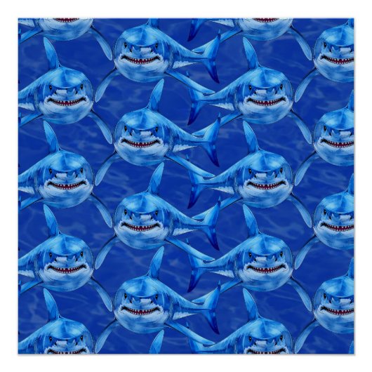Poster Grand requin blanc affamé  (Devant)