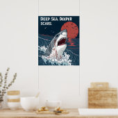Poster Grand requin blanc Deep Sea Deeper Scars (Cuisine)