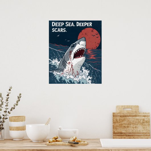 Poster Grand requin blanc Deep Sea Deeper Scars (Cuisine)