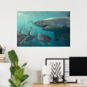 Poster Grand requin blanc et poissons paysage sous-marin (Bureau à domicile)