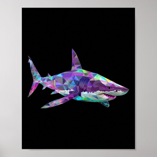 Poster Grand requin blanc Polygon Pêche Scuby Plongée Sha (Devant)