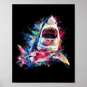 Poster Grand requin blanc Scuby Plongée Pêche Amateur de 