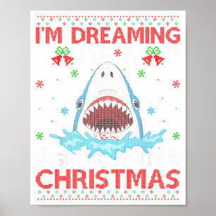 Poster Grand Requin Blanc Sweat de Noël Horrible Pêche au