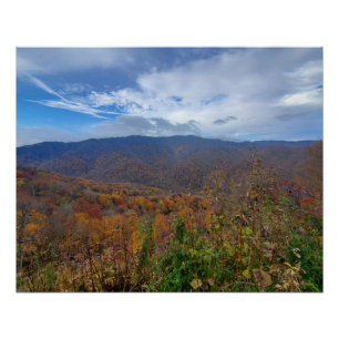 Poster Grand Smoky Mountains Feuilles d'automne brûlés Or