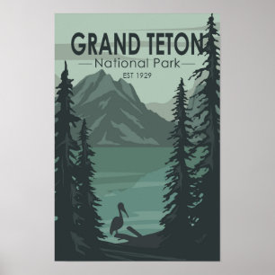 Poster Grand Teton National Park Grue Vintage