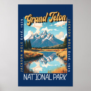 Poster Grand Teton National Park Jackson Hole en détresse