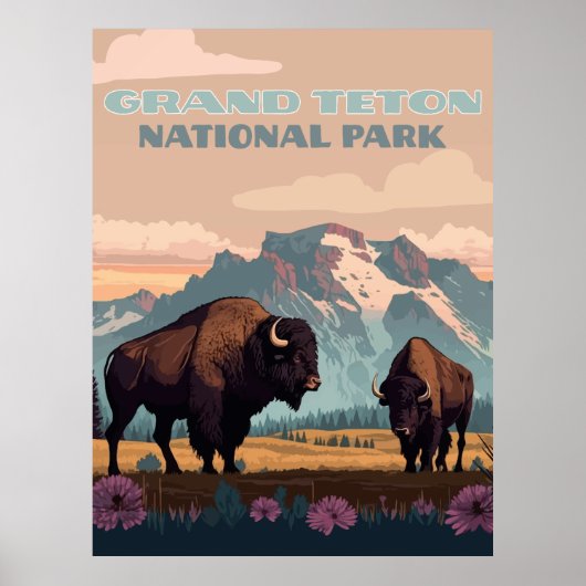 Poster Grand Teton National Park Jackson Wyoming Mountain (Devant)