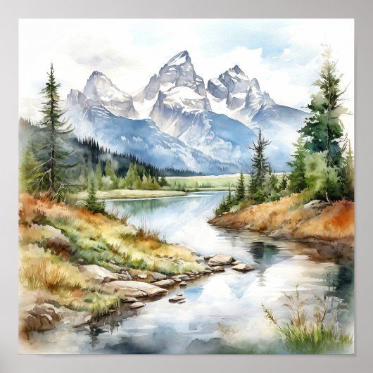 Poster Grand Teton National Park Painting Imprimer (Devant)