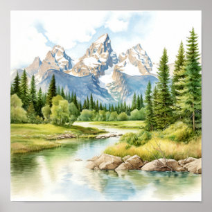 Poster Grand Teton National Park Painting Imprimer