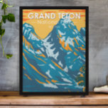 Poster Grand Teton National Park Wyoming Vintage<br><div class="desc">Grande Teton artwork vectorielle dans un design de fenêtre. Le parc comprend les principaux sommets de la chaîne de Teton ainsi que la plupart des sections nord de la vallée connue sous le nom de Jackson Hole.</div>