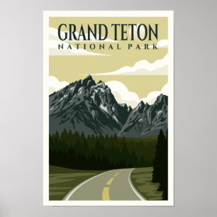 Poster Grand Teton National Park Wyoming Vintage