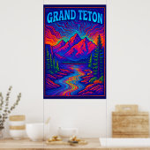 Poster Grand Teton psychédélique (Cuisine)